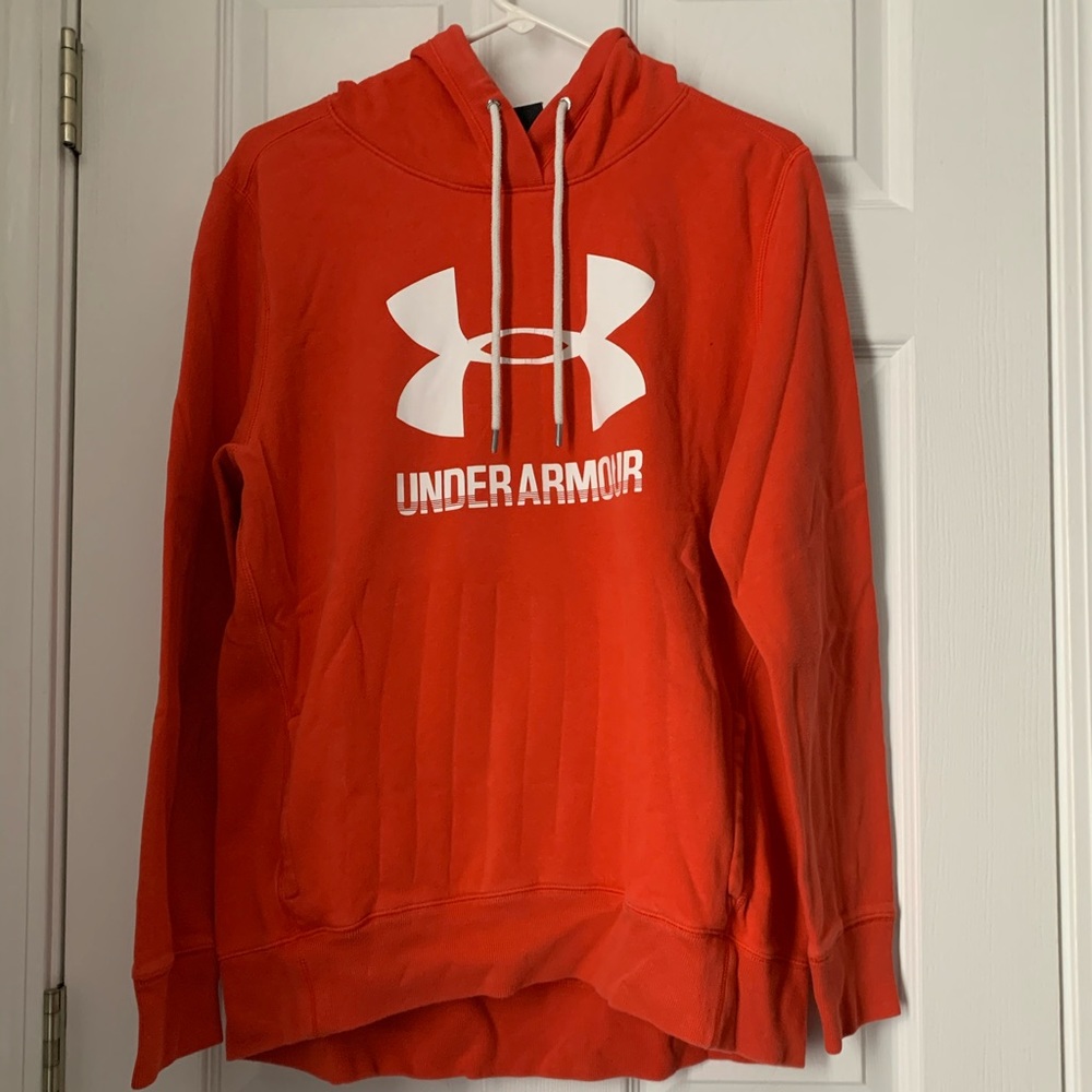 UNDER ARMOUR Orange Athletic Hoodie Large